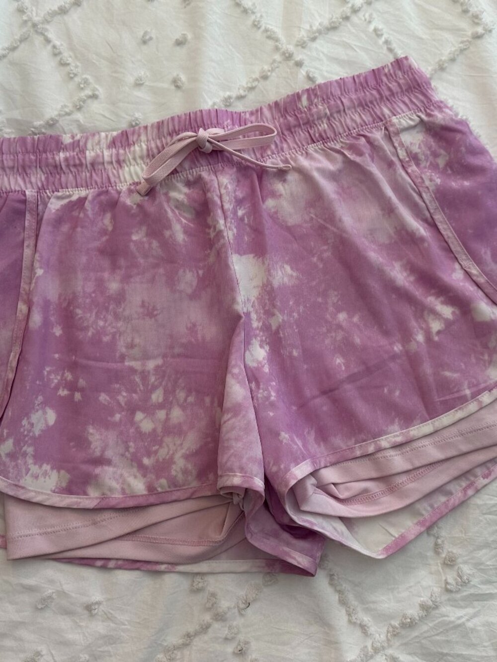 Velocity Pink Tie Dye Running Shorts Medium Built In Liner Athletic Activewear